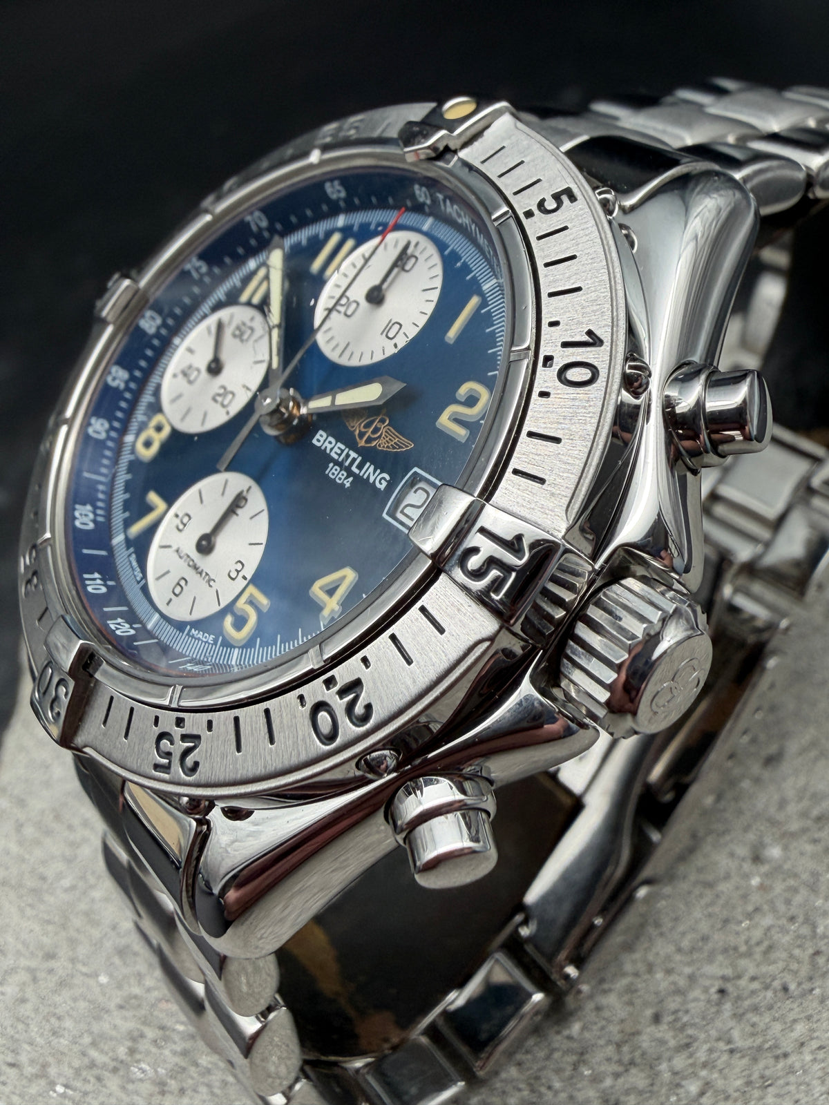 ORIGINAL BREITLING SUPEROCEAN AUTOMATIK CHRONOGRAPH A13035 STAHLBAND BLUE DIAL