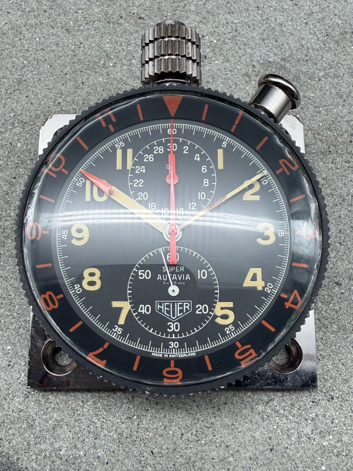 ORIGINAL HEUER SUPER AUTAVIA MK3 DASH STOPWATCH FOR MILLE MIGLIA / PILOT 1960s