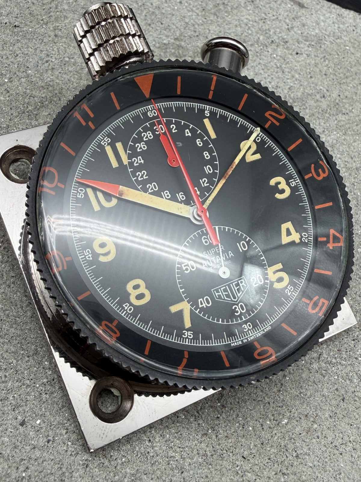 ORIGINAL HEUER SUPER AUTAVIA MK3 DASH STOPWATCH FOR MILLE MIGLIA / PILOT 1960s