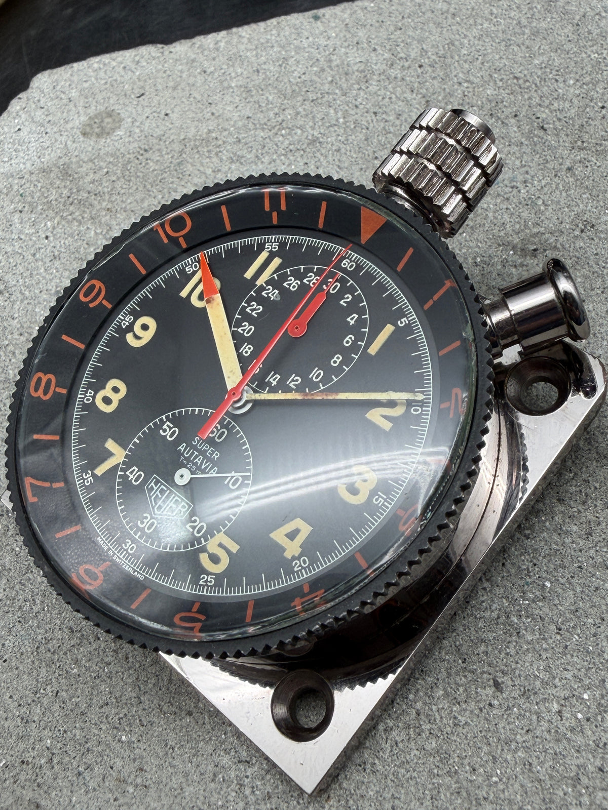 ORIGINAL HEUER SUPER AUTAVIA MK3 DASH STOPWATCH FOR MILLE MIGLIA / PILOT 1960s