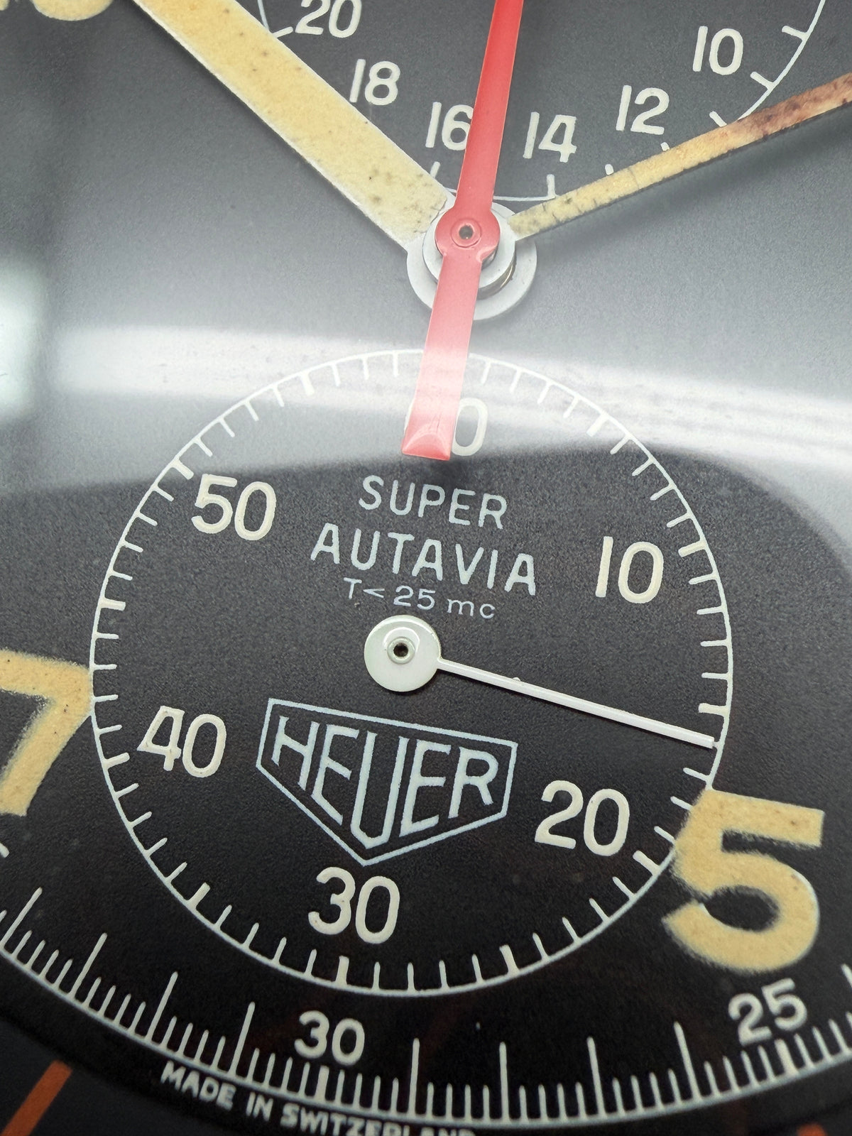 ORIGINAL HEUER SUPER AUTAVIA MK3 DASH STOPWATCH FOR MILLE MIGLIA / PILOT 1960s