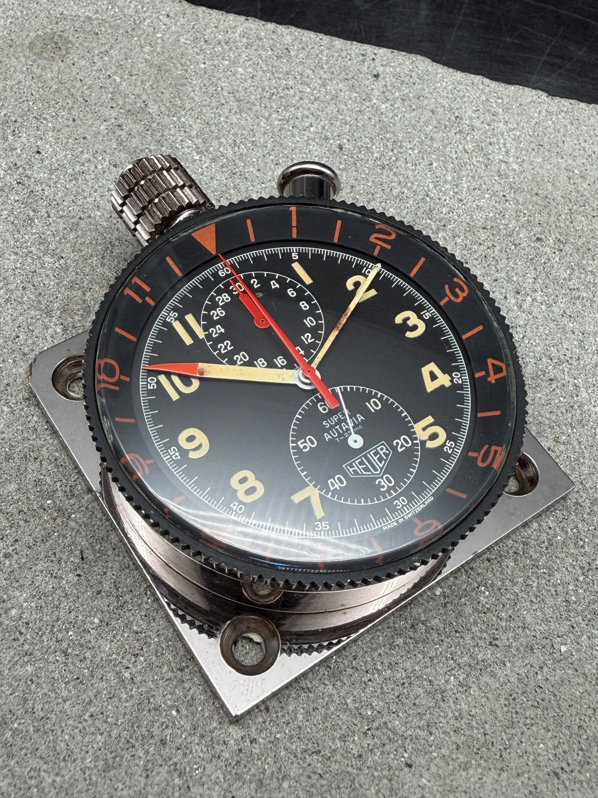 ORIGINAL HEUER SUPER AUTAVIA MK3 DASH STOPWATCH FOR MILLE MIGLIA / PILOT 1960s