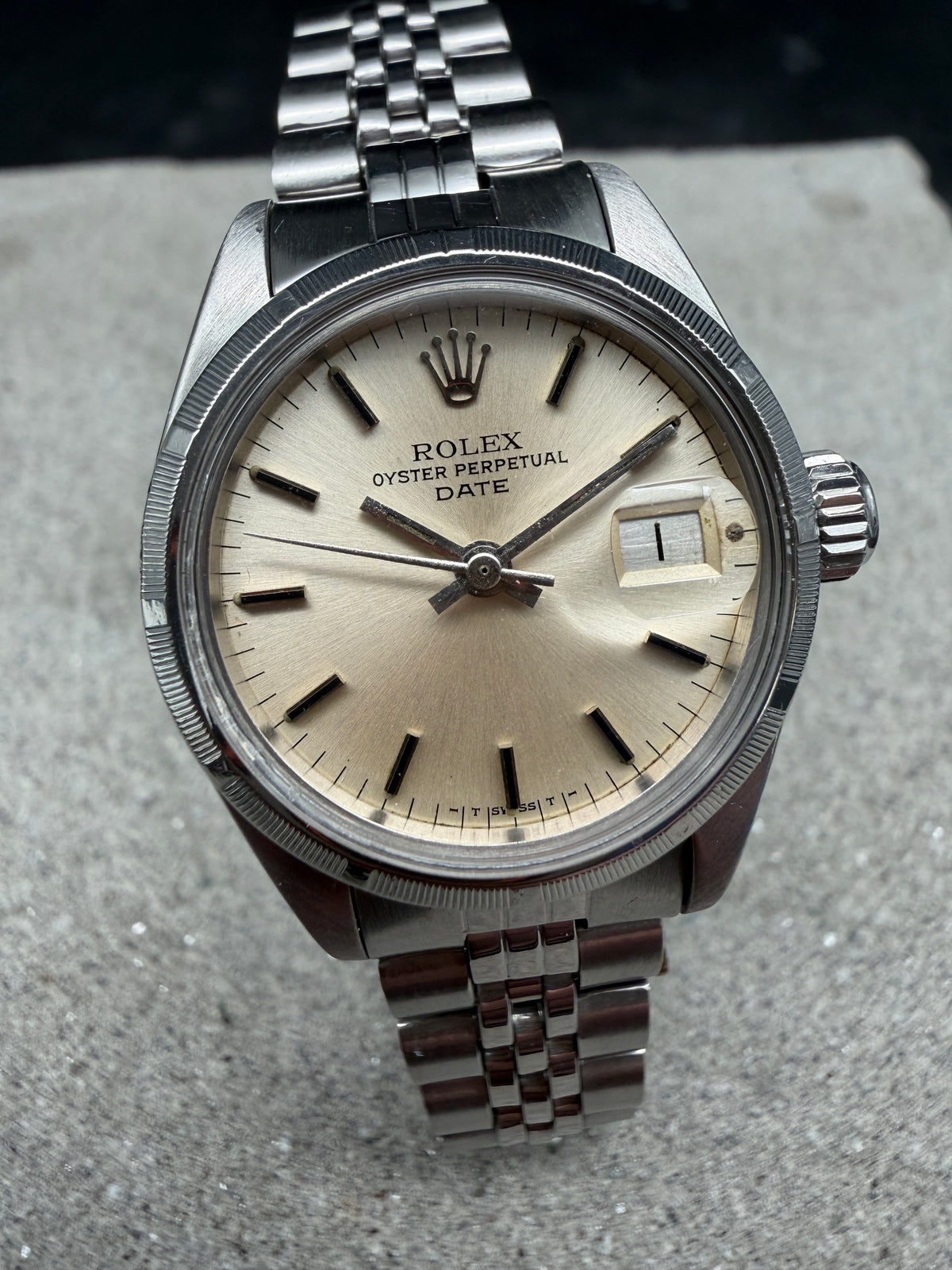 ORIGINAL ROLEX LADY DATE 26mm OYSTER PERPETUAL JUBILEE EDELSTAHL ENGINE TURNED