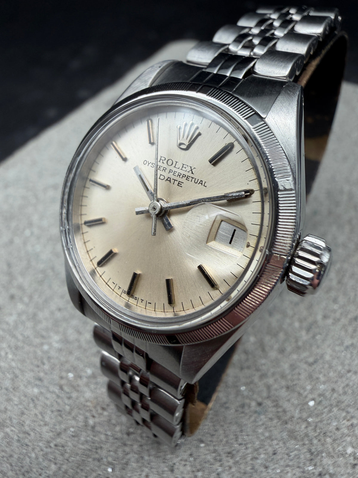 ORIGINAL ROLEX LADY DATE 26mm OYSTER PERPETUAL JUBILEE EDELSTAHL ENGINE TURNED