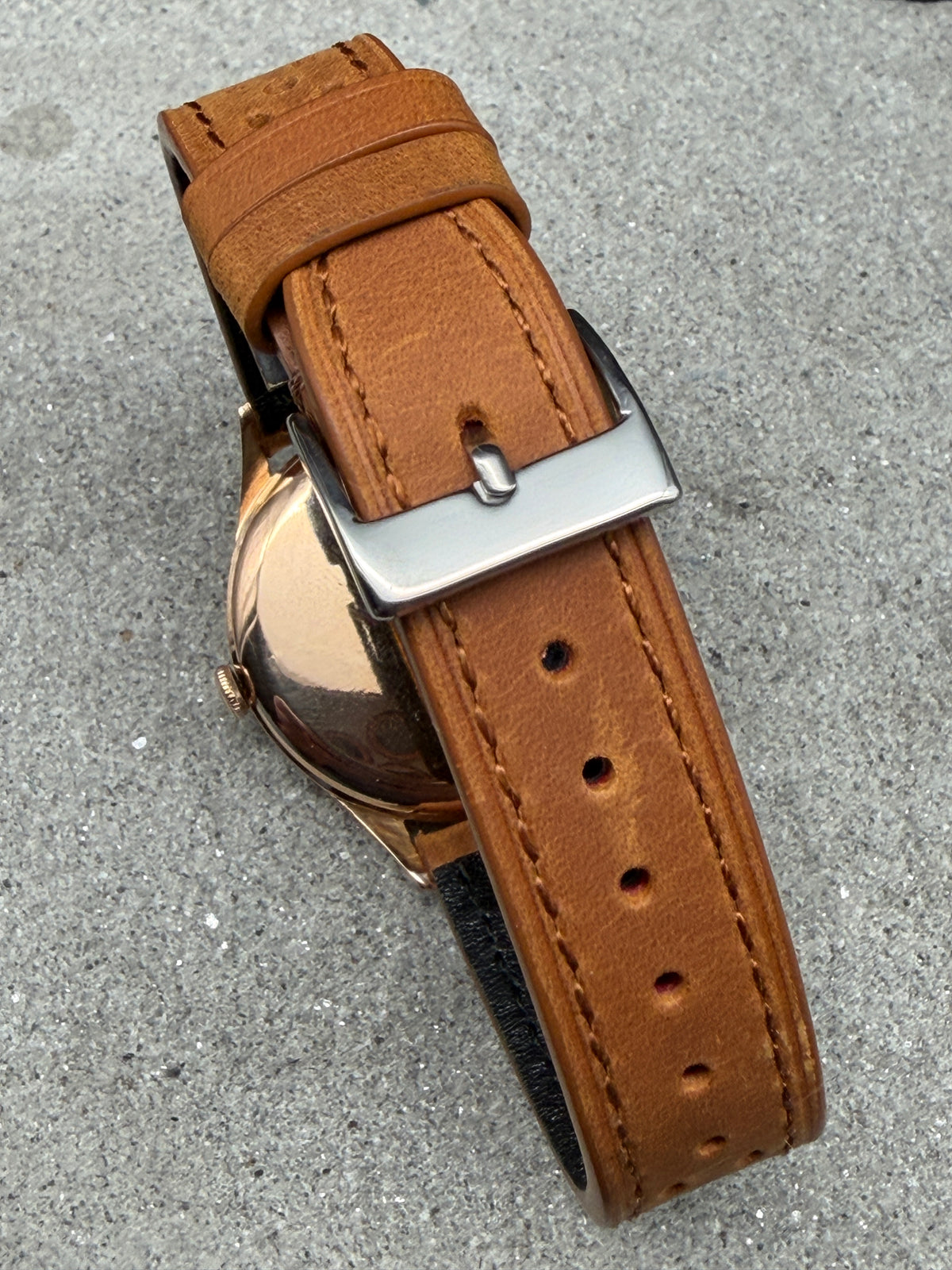 ORIGINAL 1951 ZENITH STELLINE 18K / 750 ROSEGOLD JUMBO 36mm DRESSWATCH SUBSECOND