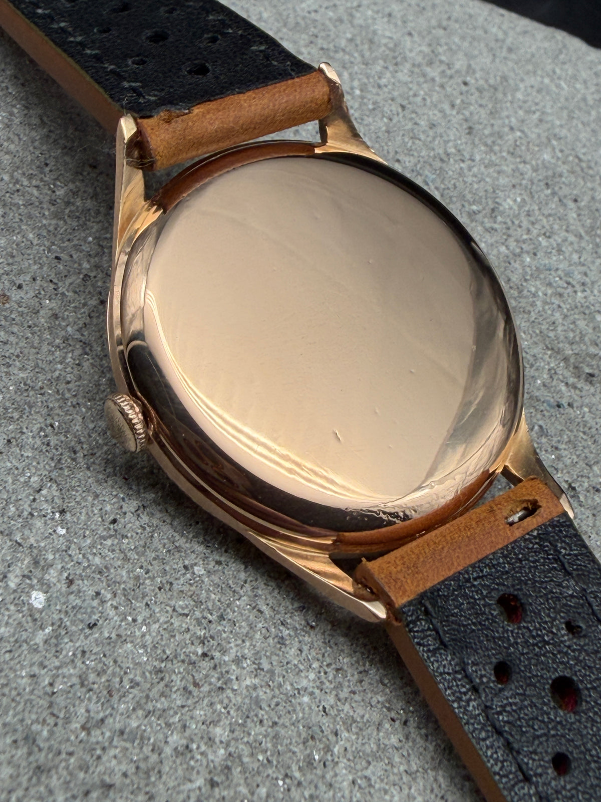 ORIGINAL 1951 ZENITH STELLINE 18K / 750 ROSEGOLD JUMBO 36mm DRESSWATCH SUBSECOND