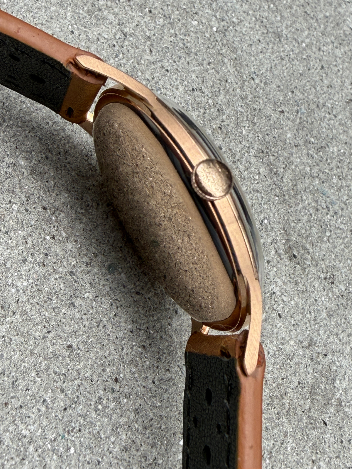 ORIGINAL 1951 ZENITH STELLINE 18K / 750 ROSEGOLD JUMBO 36mm DRESSWATCH SUBSECOND