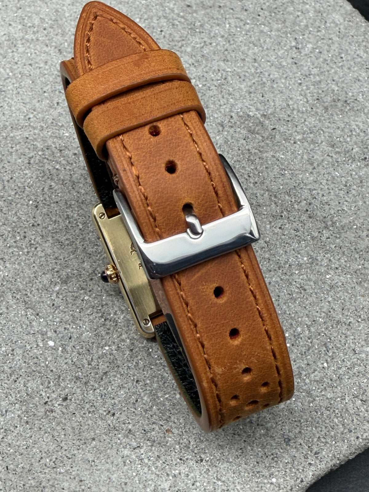 ORIGINAL CARTIER TANK VERMEIL QUARTZ ROMAN NUMERAL 81006 GOLD PLATED 30x23mm 925
