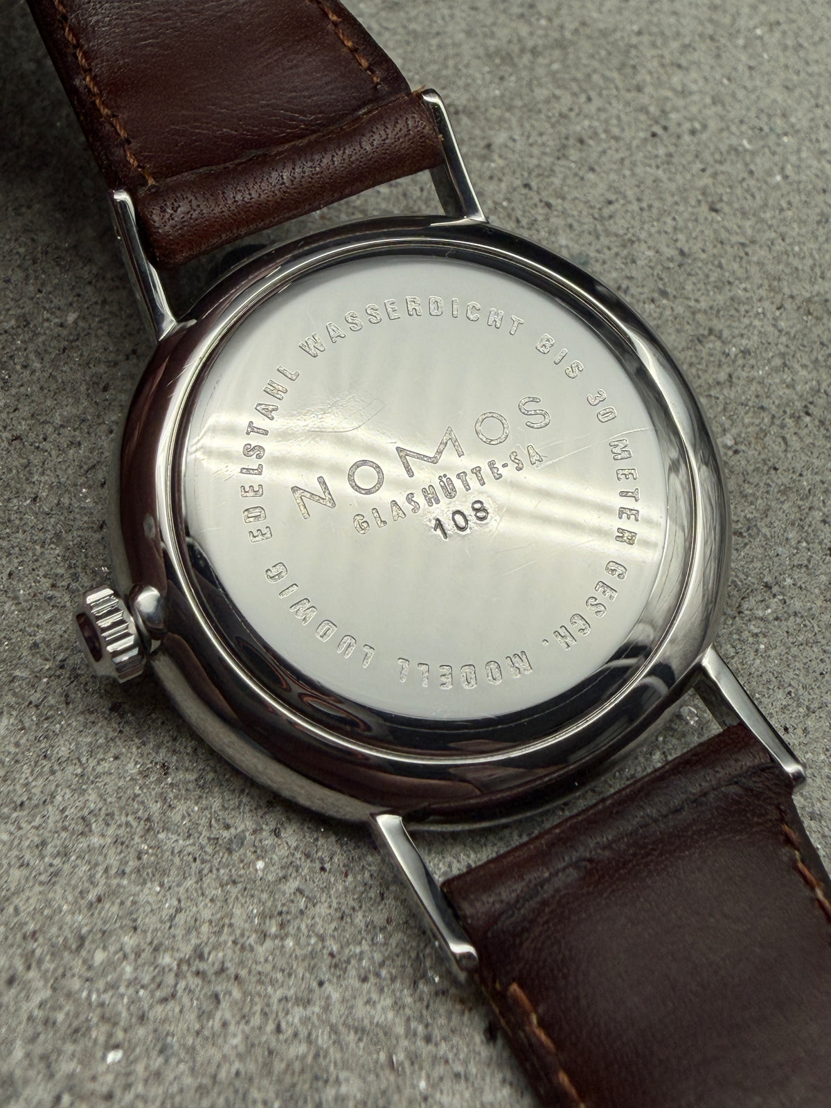 ORIGINAL NOMOS GLASHÜTTE LUDWIG 35 ROMAN NUMERAL BAUHAUS DESIGN SUBSECOND SECTOR