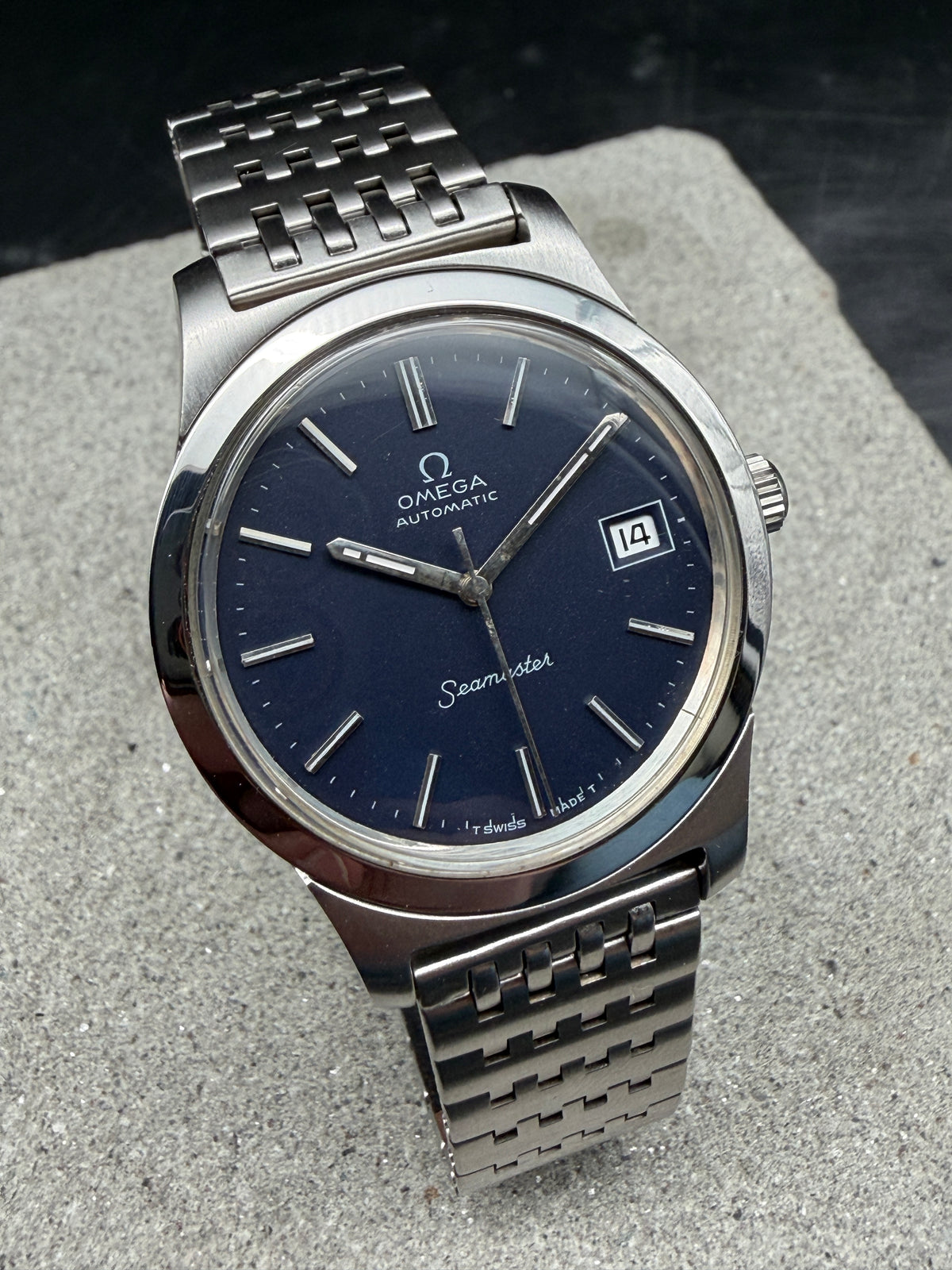 ORIGINAL 1973 OMEGA SEAMASTER AUTOMATIC 166.0000 / 366.0707 BLAU DATUM EDELSTAHL