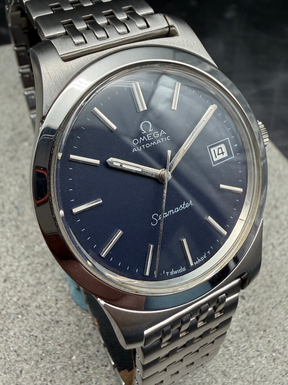ORIGINAL 1973 OMEGA SEAMASTER AUTOMATIC 166.0000 / 366.0707 BLAU DATUM EDELSTAHL