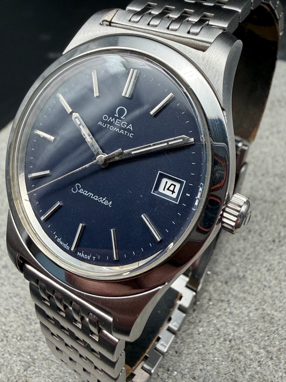 ORIGINAL 1973 OMEGA SEAMASTER AUTOMATIC 166.0000 / 366.0707 BLAU DATUM EDELSTAHL
