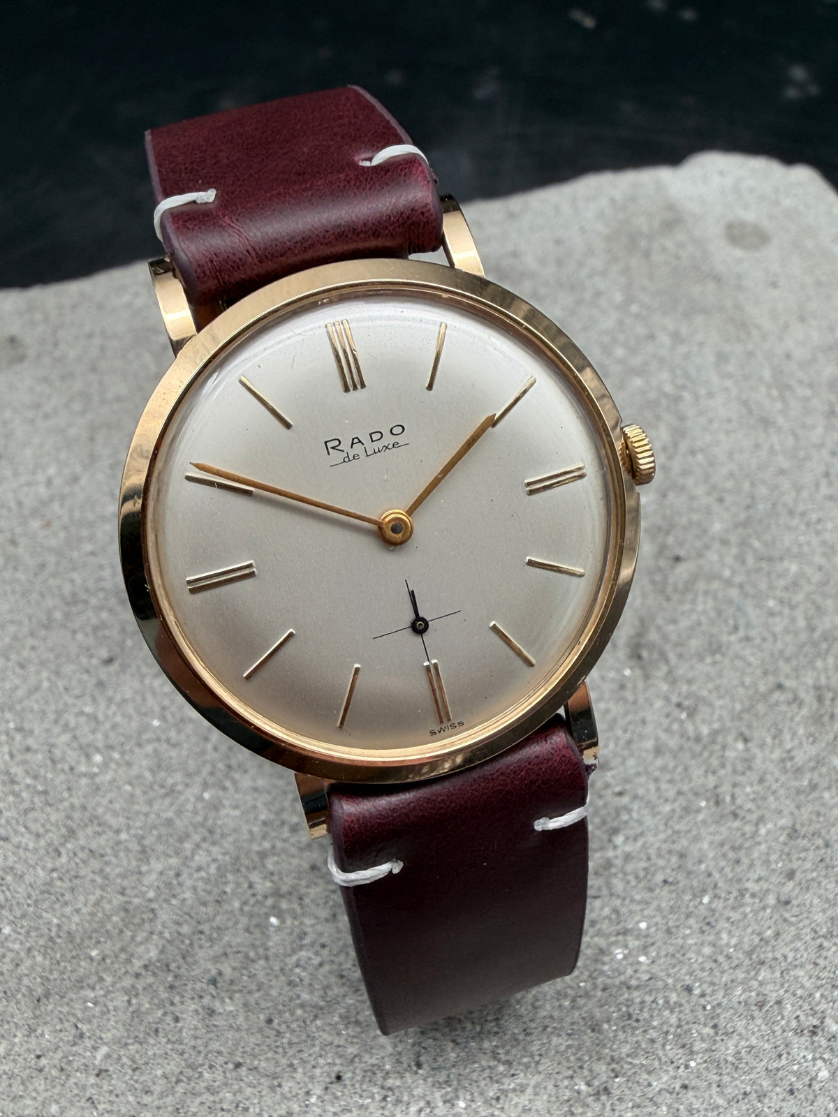 ORIGINAL RADO DE LUXE 18 K / 750 GELBGOLD ULTRAFLAT HANDAUFZUG DRESSWATCH 3063