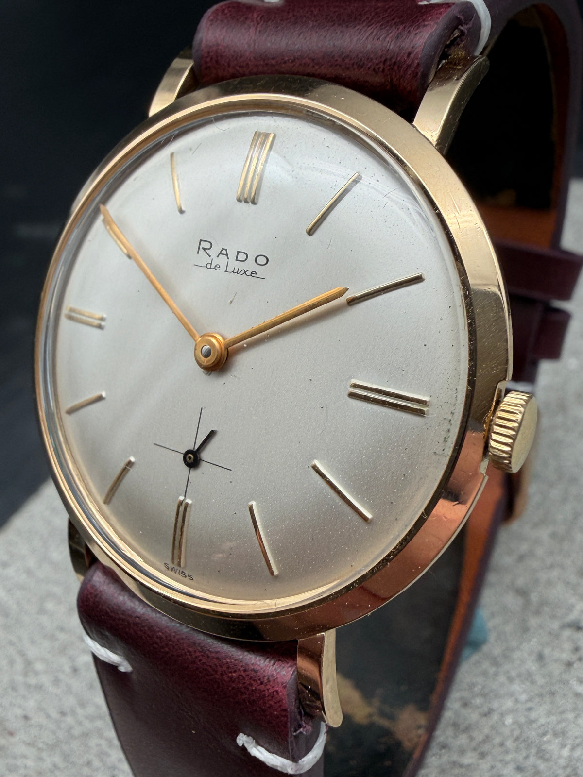 ORIGINAL RADO DE LUXE 18 K / 750 GELBGOLD ULTRAFLAT HANDAUFZUG DRESSWATCH 3063