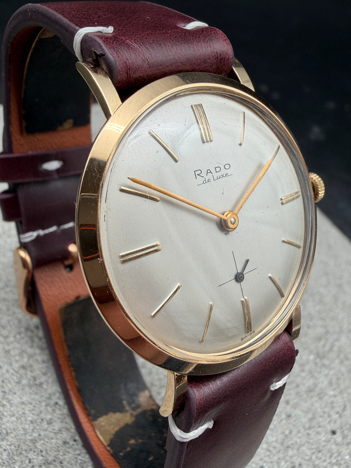 ORIGINAL RADO DE LUXE 18 K / 750 GELBGOLD ULTRAFLAT HANDAUFZUG DRESSWATCH 3063