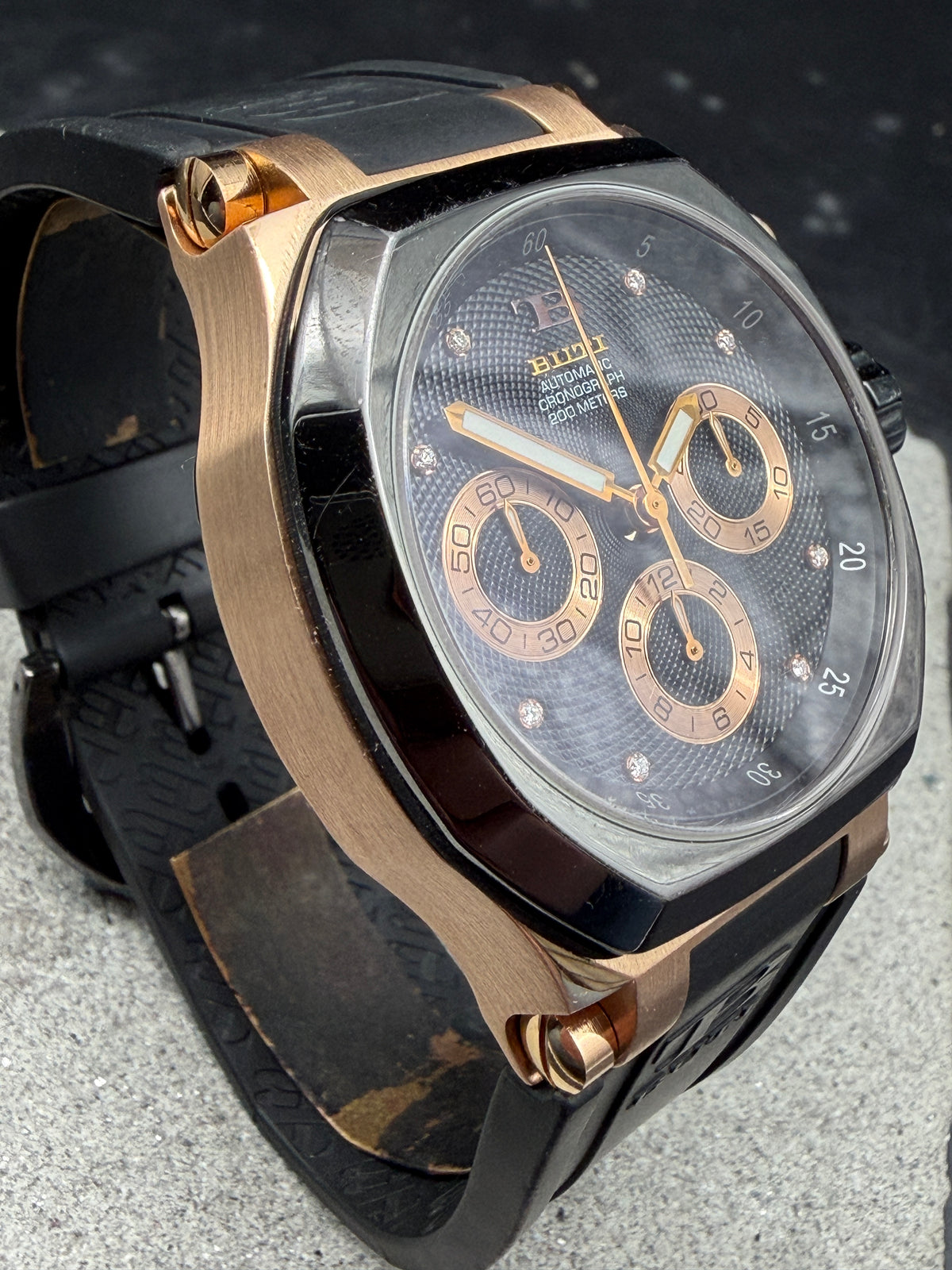 ORIGINAL TB BUTI YANICK SPORT CHRONOGRAPH ROTGOLD 18K / BLACK DIAMANT FULLSET
