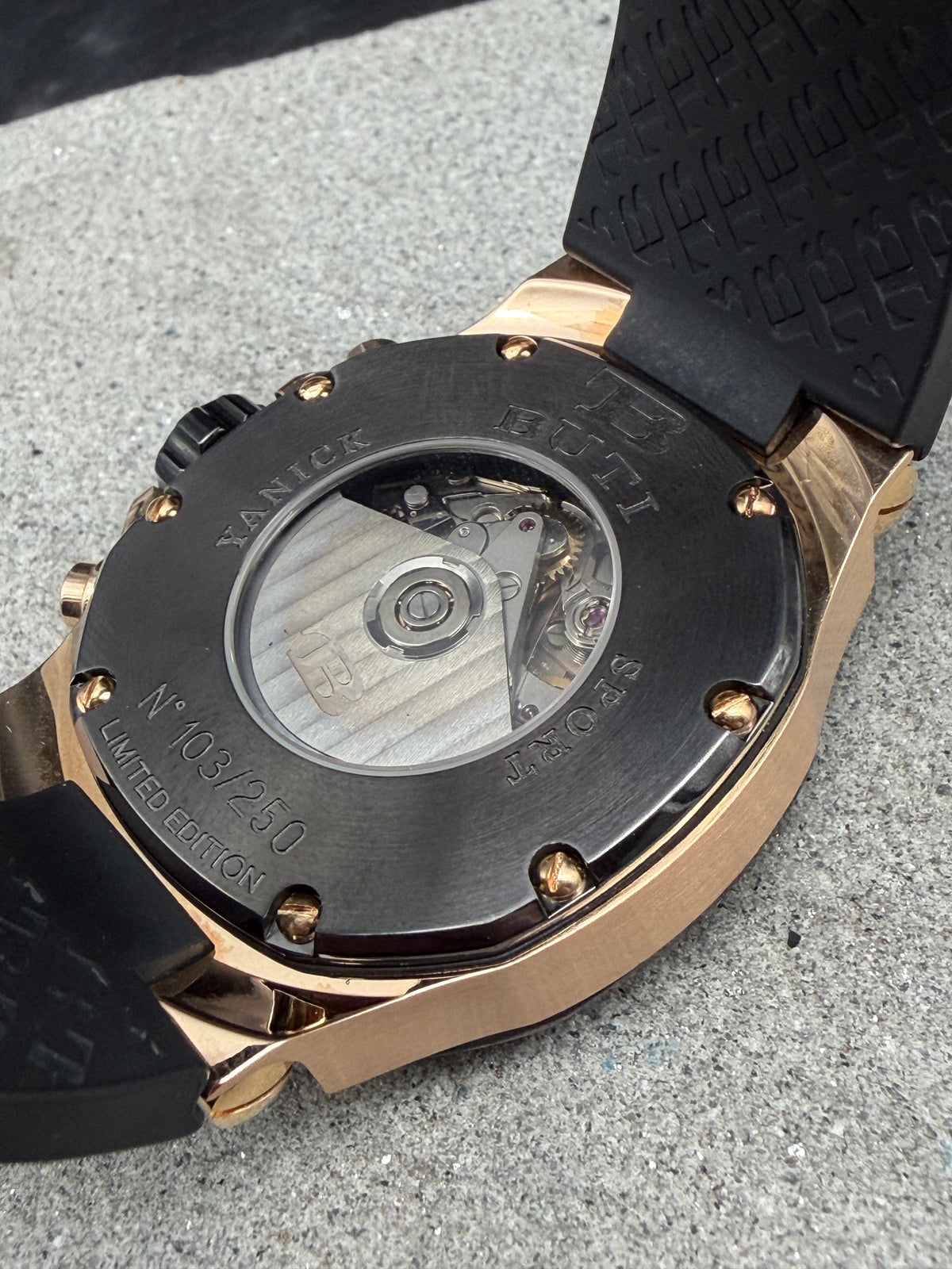 ORIGINAL TB BUTI YANICK SPORT CHRONOGRAPH ROTGOLD 18K / BLACK DIAMANT FULLSET