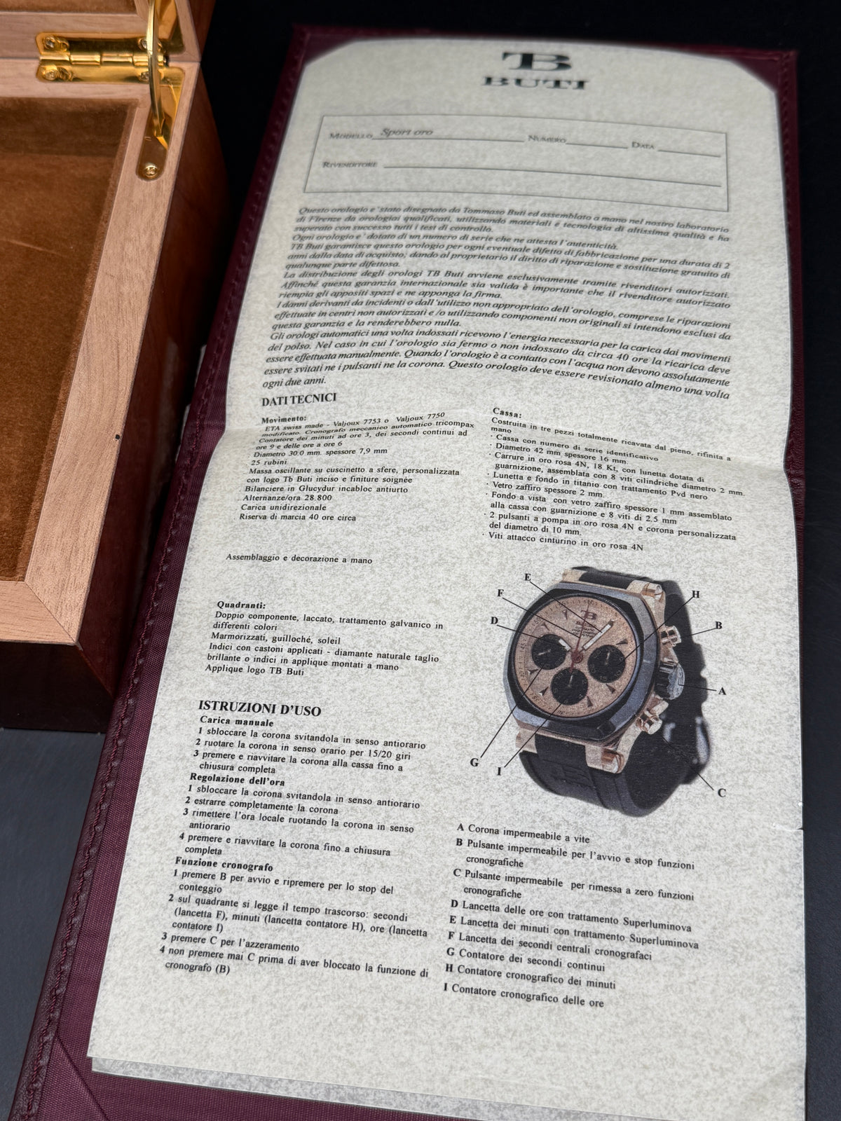 ORIGINAL TB BUTI YANICK SPORT CHRONOGRAPH ROTGOLD 18K / BLACK DIAMANT FULLSET