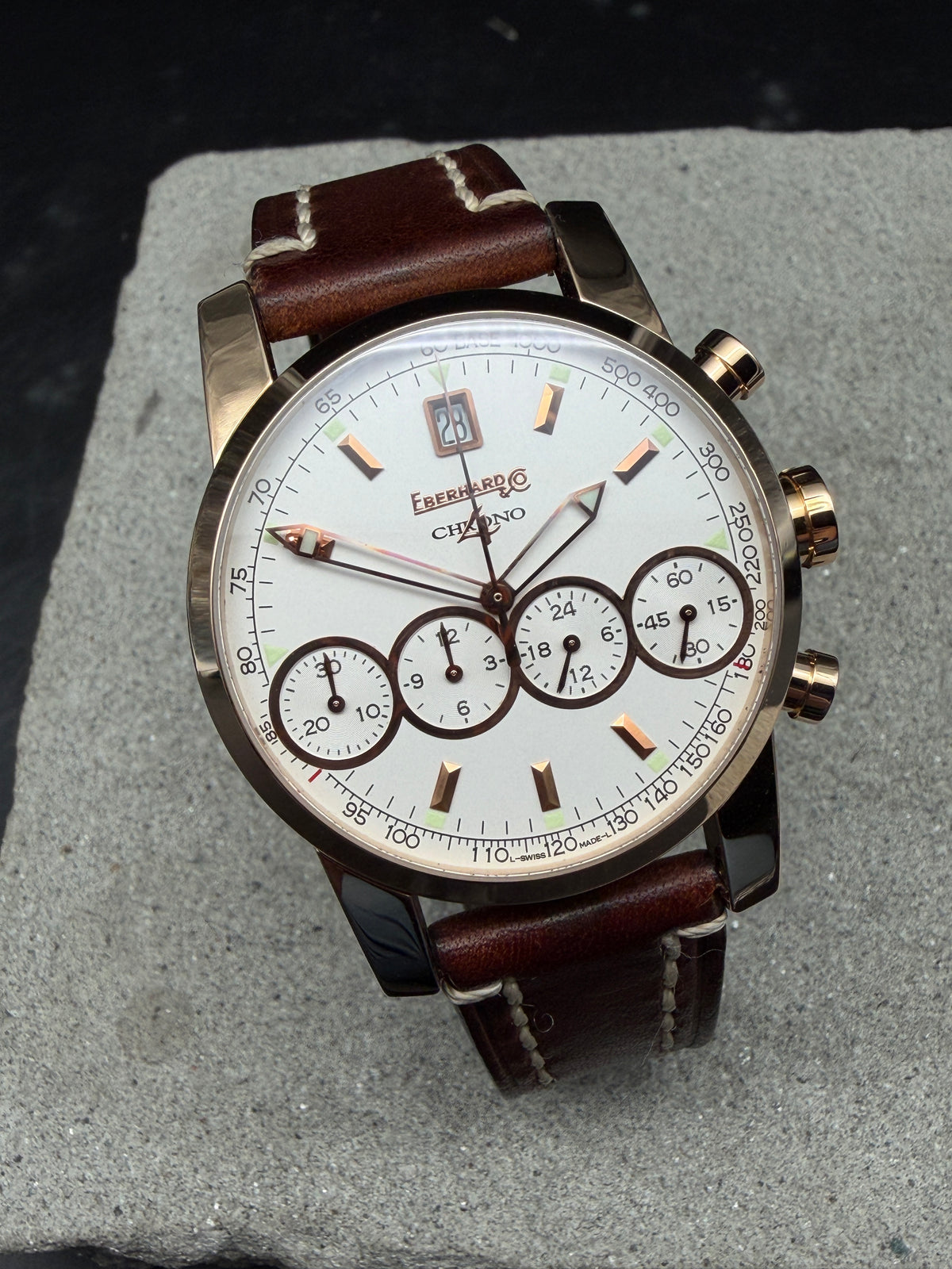 ORIGINAL EBERHARD & CO CHRONO 4 ROTGOLD ROSEGOLD 18K / 750 GOLD CHRONOGRAPH 30058