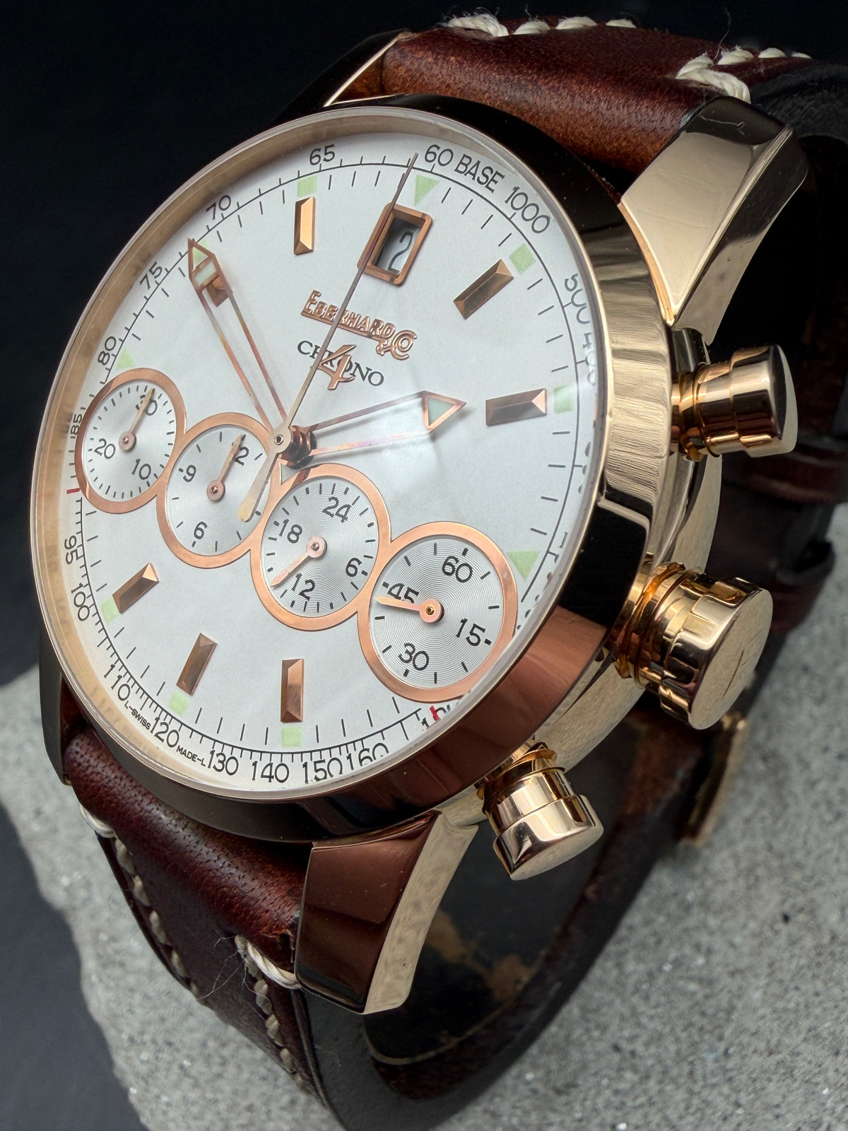 ORIGINAL EBERHARD & CO CHRONO 4 ROTGOLD ROSEGOLD 18K / 750 GOLD CHRONOGRAPH 30058