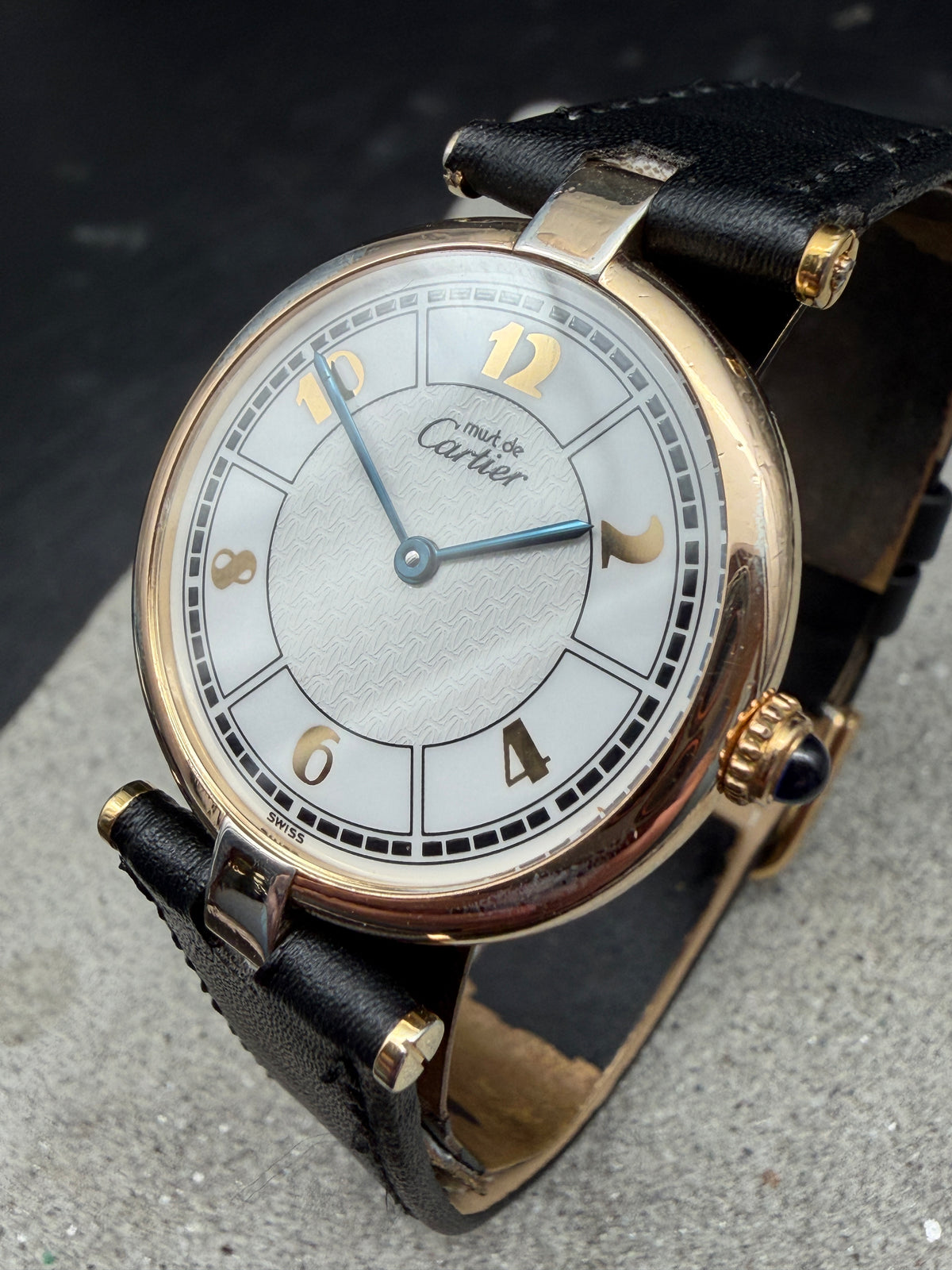 ORIGINAL CARTIER MUST DE VENDOME 1861 ARGENT VERGOLDET 30mm QUARTZ UNISEX LOGO DIAL