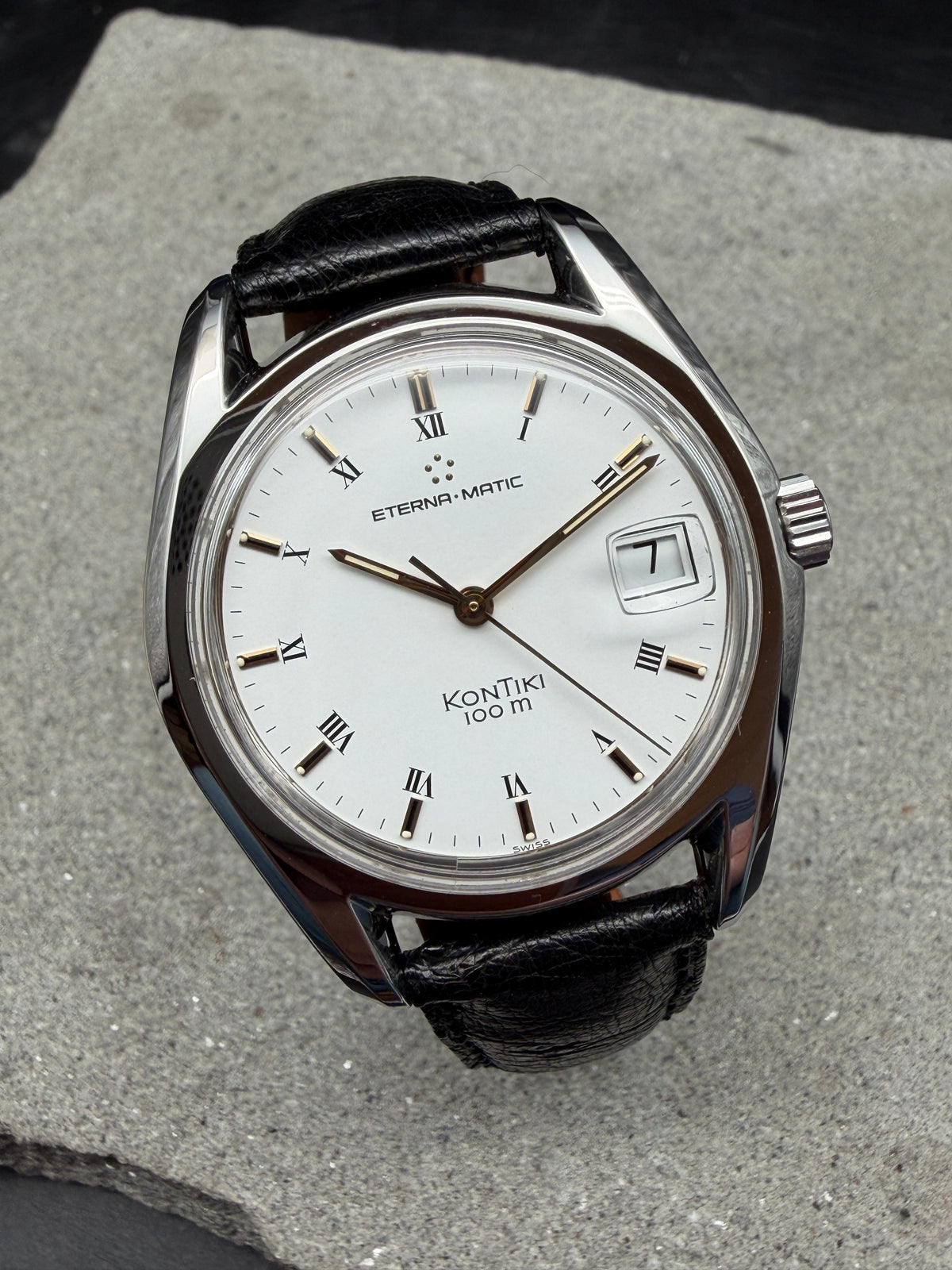 ORIGINAL ETERNA - MATIC KONTIKI 100 DATUM HERRENUHR 37mm EDELSTAHL 633.1569.41