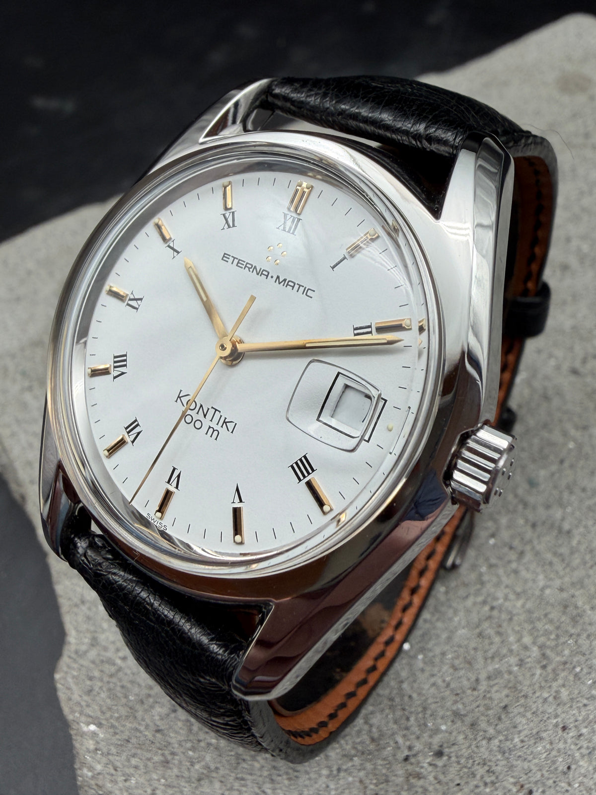 ORIGINAL ETERNA - MATIC KONTIKI 100 DATUM HERRENUHR 37mm EDELSTAHL 633.1569.41
