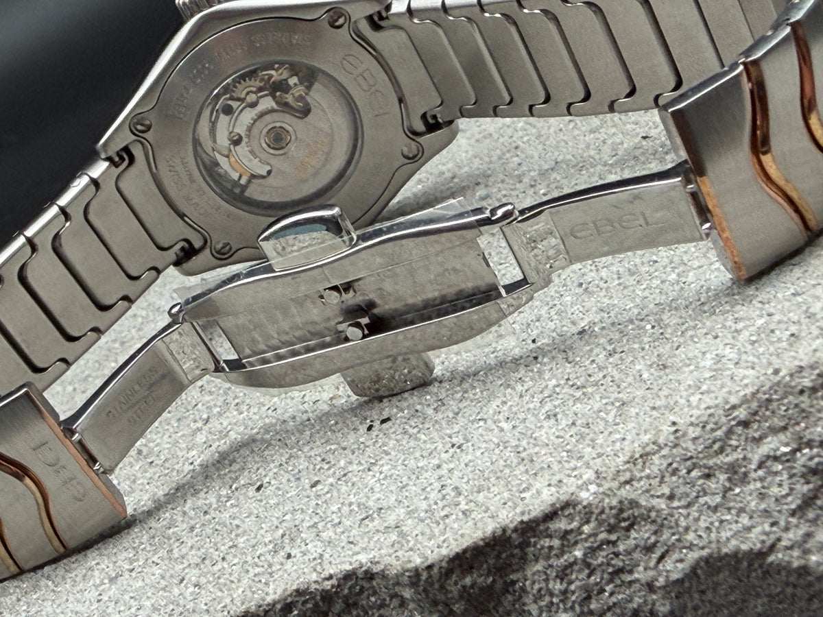 ORIGINAL EBEL WAVE LADY MOP DIAMANT PERLMUTT 30mm STAHL / ROTGOLD AUTOMATIK 03.1.15.1036 GLASBODEN