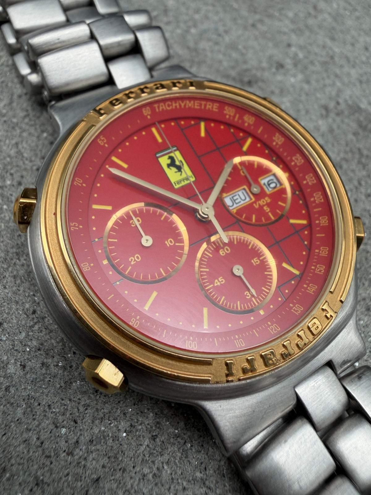ORIGINAL FERRARI FORMULA 1/10SEC CHRONOGRAPH DAY DATE REF 2640 CAL. 531 ROSSO CORSA