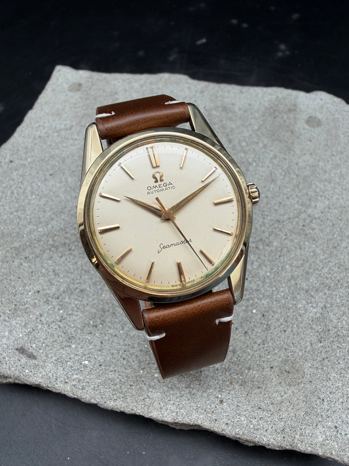 ORIGINAL 1960 OMEGA SEAMASTER AUTOMATIK 14700SC GELBGOLD CAL. 552 SCREWBACK UHR
