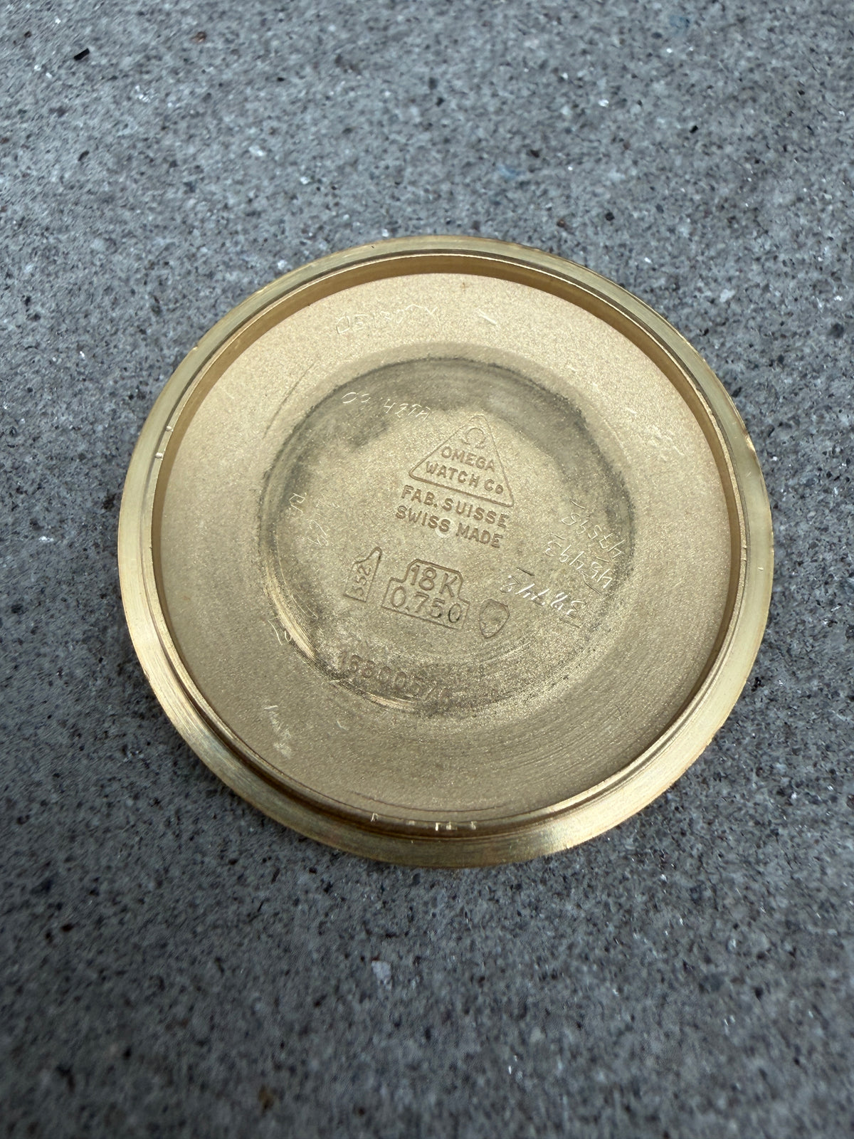 ORIGINAL OMEGA 18K 750 CONSTELLATION CHRONOMETER PIE PAN 168005 CAL 564 DOG LEG