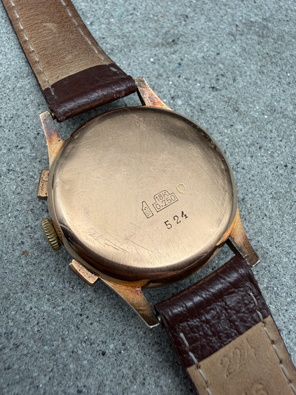 VINTAGE TEMPORIS ANTIMAGNETIC CHRONOGRAPH HANDAUFZUG 750 18 KARAT GELBGOLD GOLD
