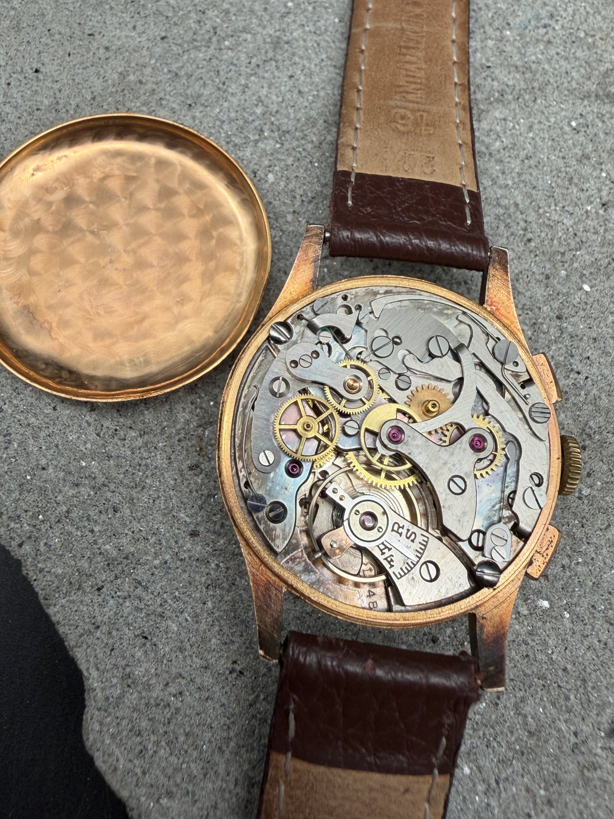 VINTAGE TEMPORIS ANTIMAGNETIC CHRONOGRAPH HANDAUFZUG 750 18 KARAT GELBGOLD GOLD