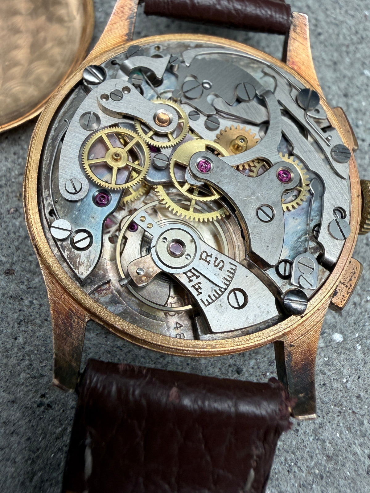 VINTAGE TEMPORIS ANTIMAGNETIC CHRONOGRAPH HANDAUFZUG 750 18 KARAT GELBGOLD GOLD