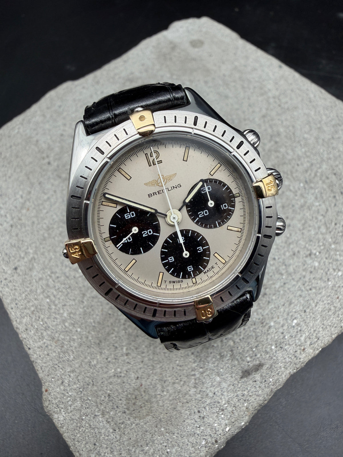 ORIGINAL BREITLING 80520 CALLISTO 36mm HANDAUFZUG CHRONOGRAPH STAHL / GOLD