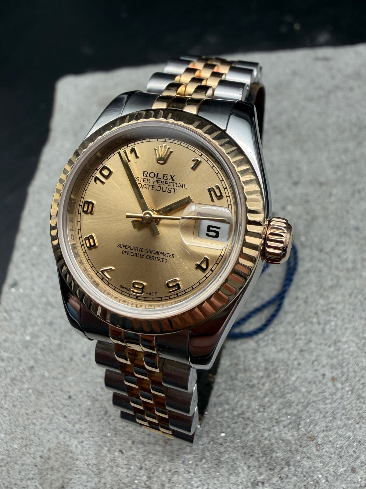 LUXUS 2007 ROLEX LADY DATEJUST 179173 STAHL GOLD SUPER JUBILEE 26mm DAMEN UHR
