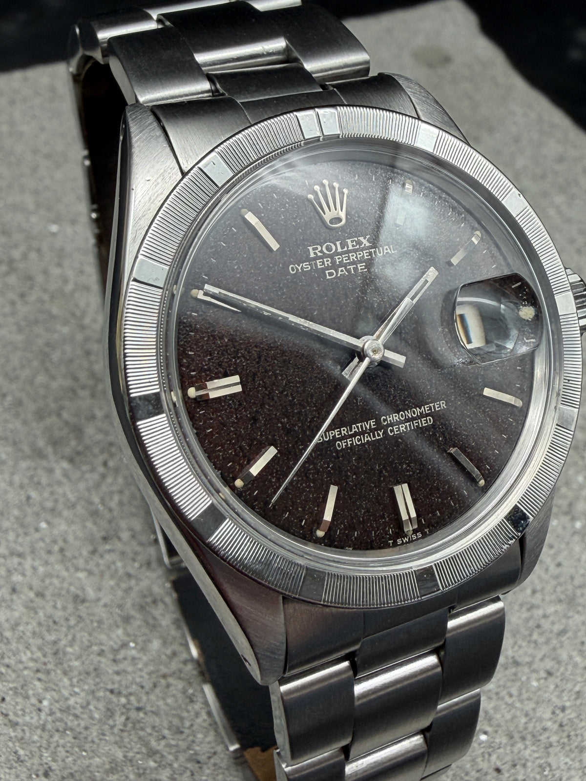 ORIGINAL 1970 ROLEX 1501 OYSTER PERPETUAL DATE 34mm CONFETTI BROWN OYSTERBAND