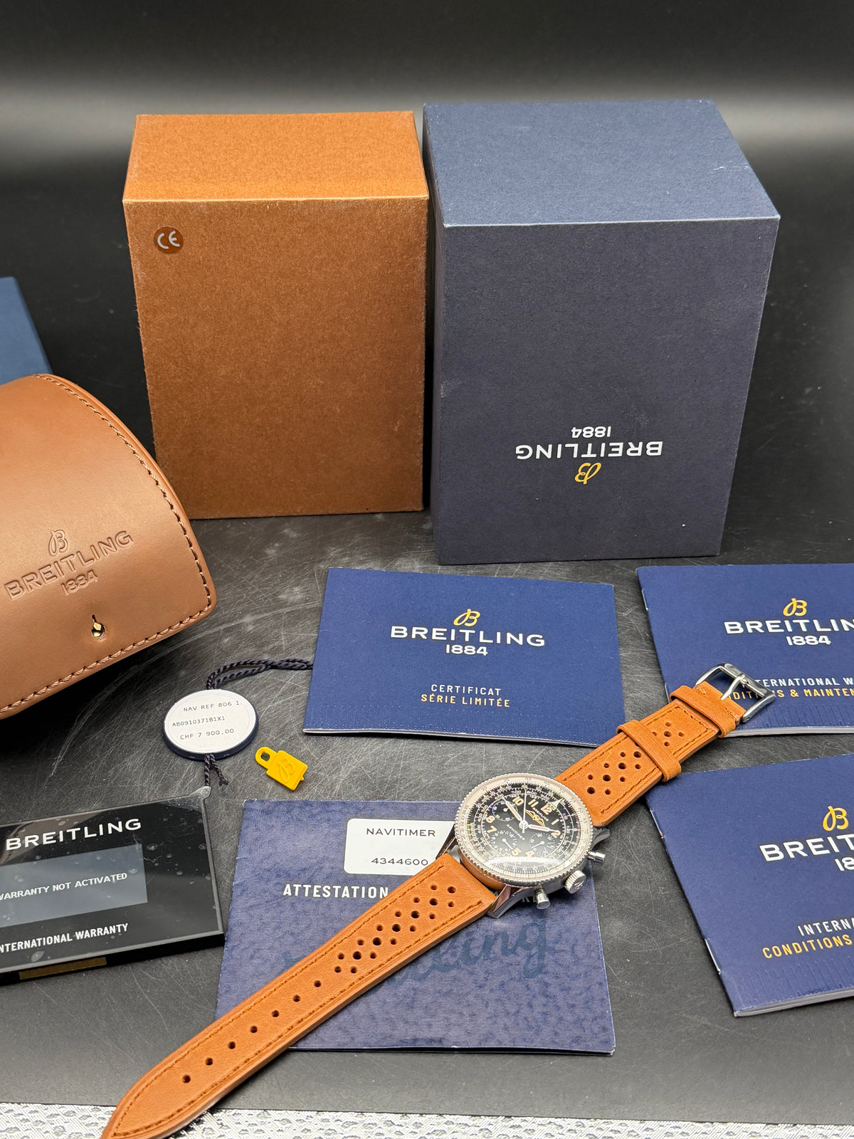 ORIGINAL BREITLING NAVITIMER 806 1959 RE EDITION LIMITED FULLSET AB0910 MANUAL