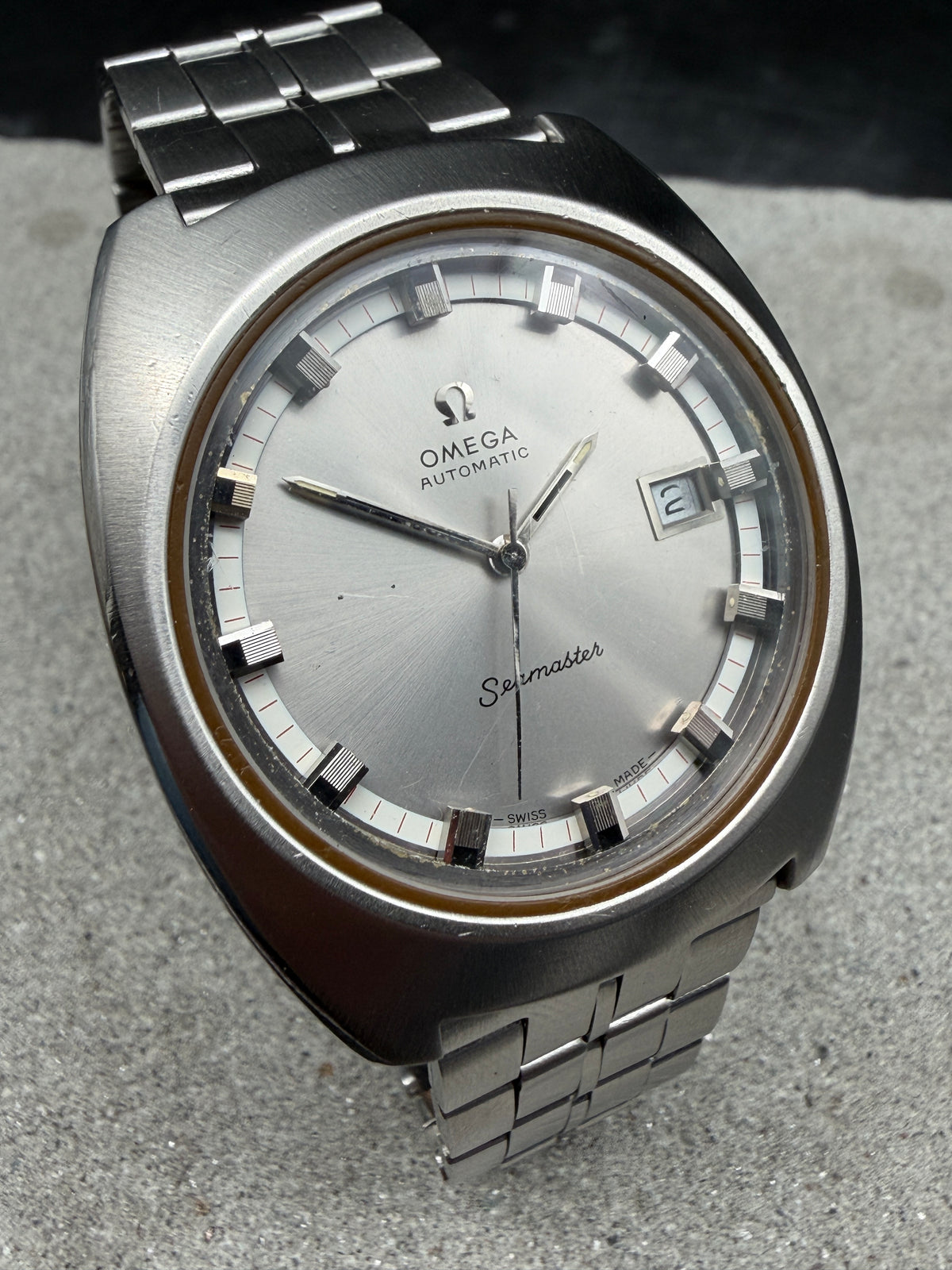 ORIGINAL 1971 OMEGA SEAMASTER AUTOMATIC 166.110 DATUM EDELSTAHL HERRENUHR DIVER