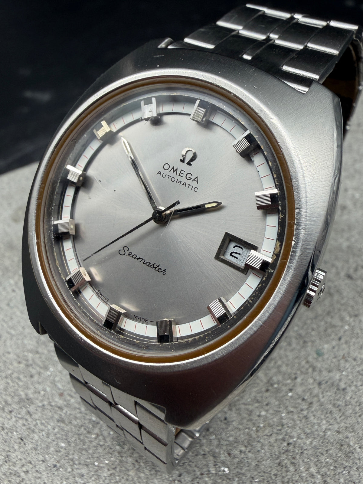 ORIGINAL 1971 OMEGA SEAMASTER AUTOMATIC 166.110 DATUM EDELSTAHL HERRENUHR DIVER