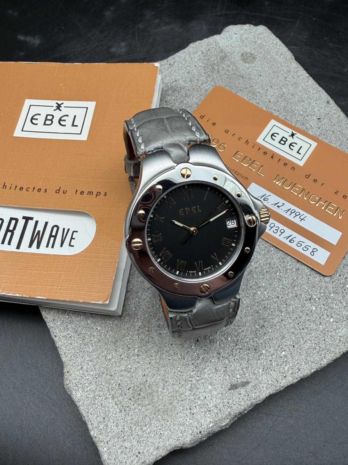 ORIGINAL EBEL SPORT WAVE 36mm 6187631 STAHL / GOLD CAL. 187-1 QUARTZ HERREN UHR