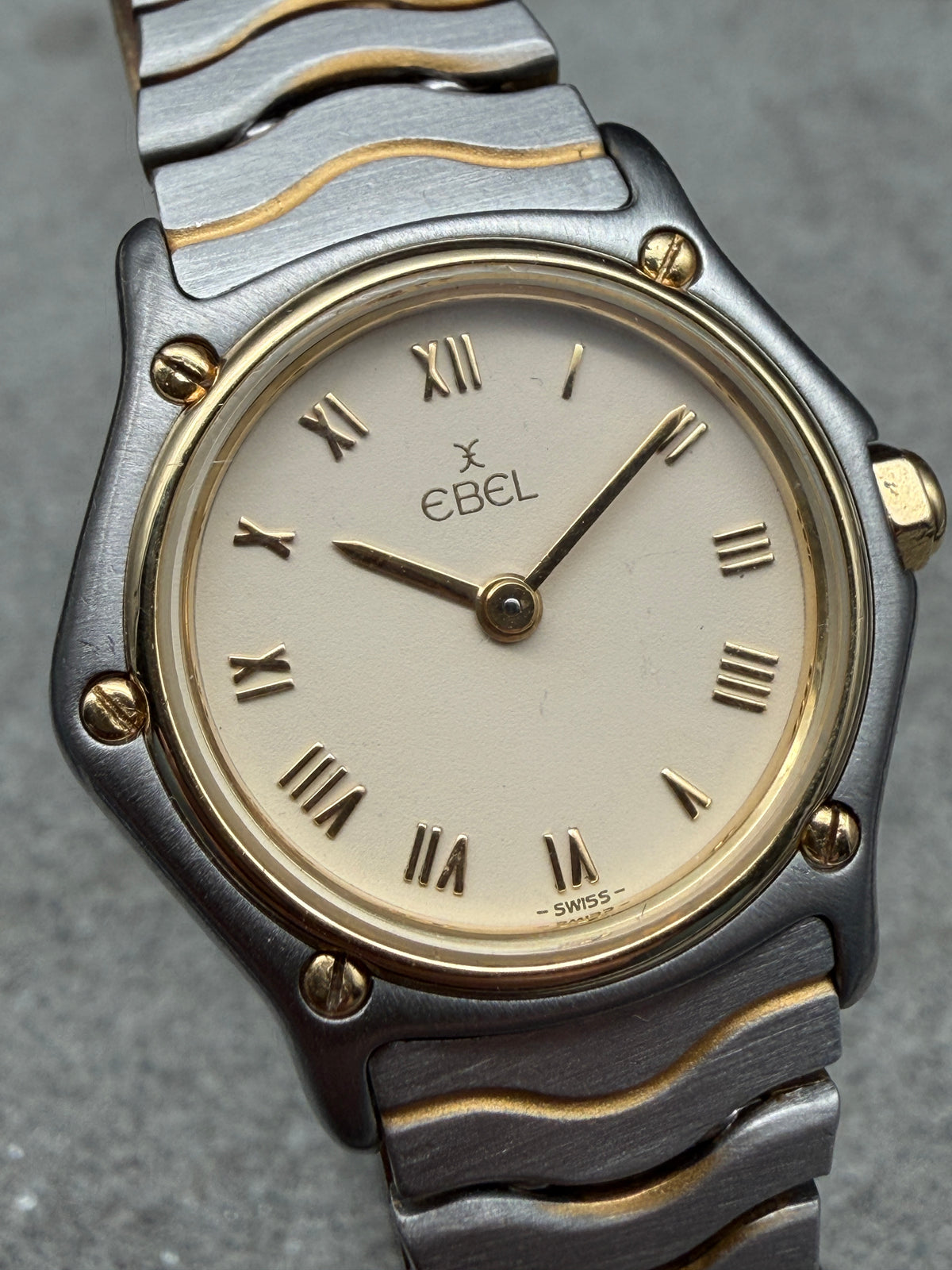 ORIGINAL EBEL CLASSIC WAVE 23mm LADY DAMEN 166901 STAHL / GOLD CAL. 157 QUARTZ