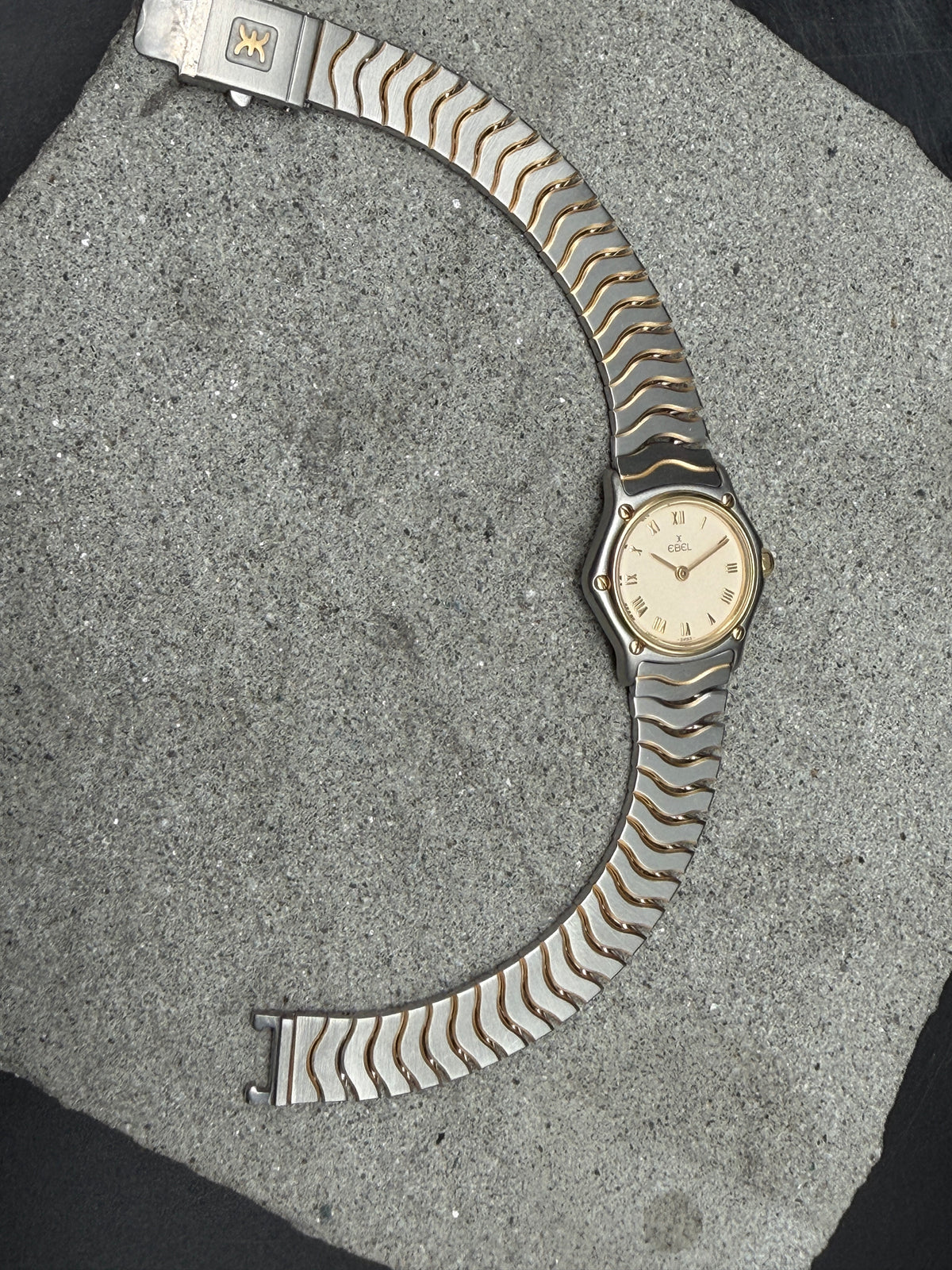ORIGINAL EBEL CLASSIC WAVE 23mm LADY DAMEN 166901 STAHL / GOLD CAL. 157 QUARTZ