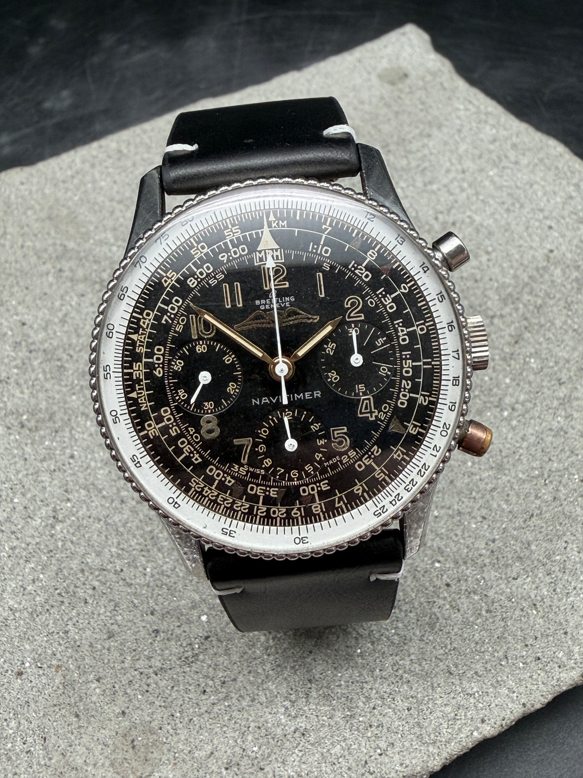 ORIGINAL 1960 BREITLING NAVITIMER 806 VENUS 178 MANUAL AOPA APPLIED LOGO GRAIN
