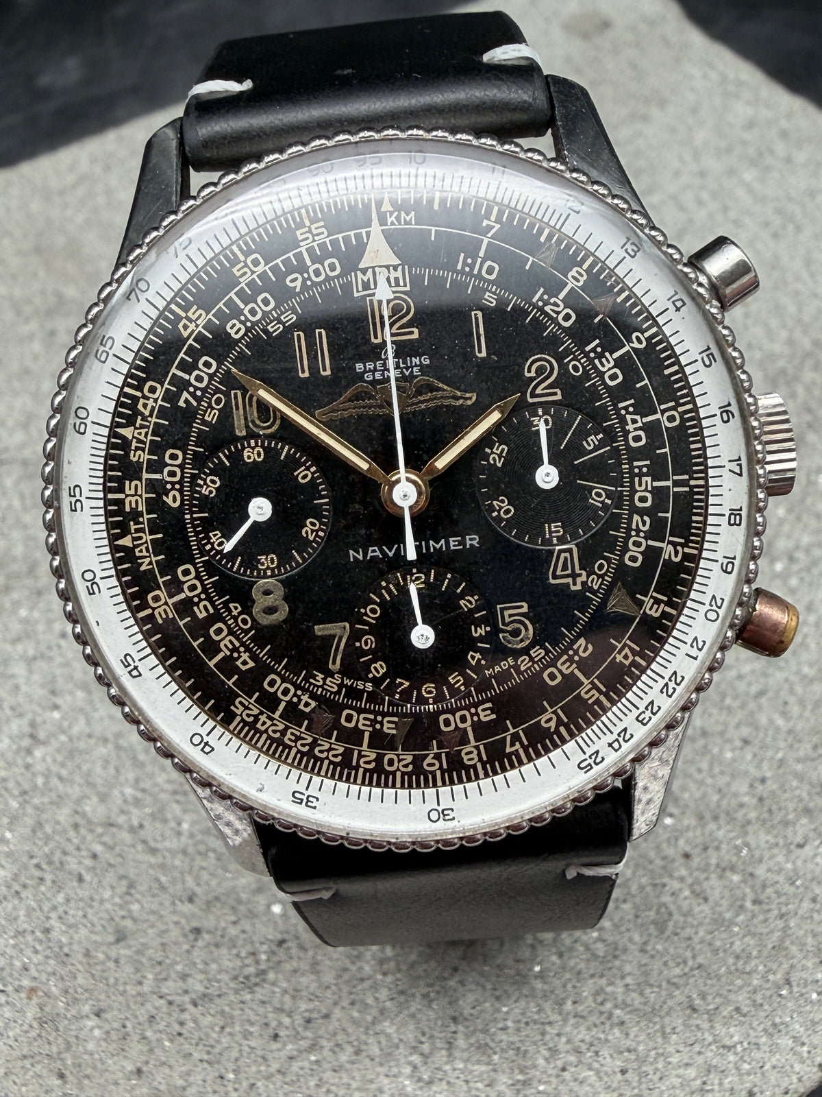ORIGINAL 1960 BREITLING NAVITIMER 806 VENUS 178 MANUAL AOPA APPLIED LOGO GRAIN