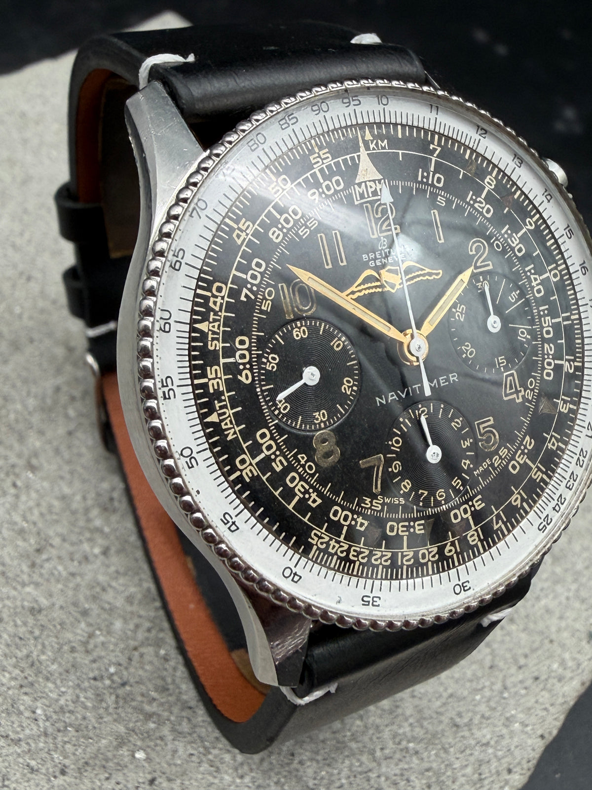 ORIGINAL 1960 BREITLING NAVITIMER 806 VENUS 178 MANUAL AOPA APPLIED LOGO GRAIN