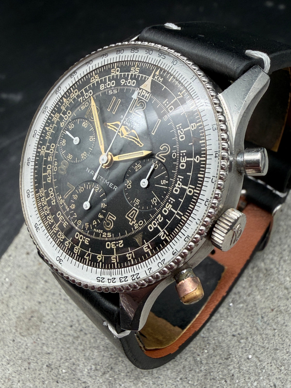 ORIGINAL 1960 BREITLING NAVITIMER 806 VENUS 178 MANUAL AOPA APPLIED LOGO GRAIN