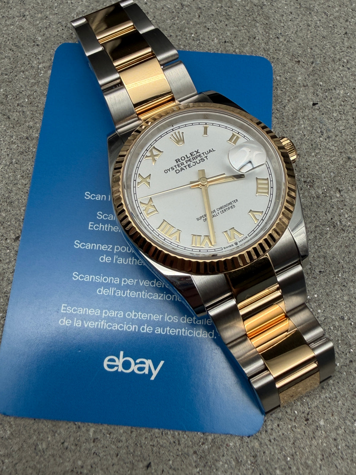 ORIGINAL ROLEX DATEJUST 36 STAHL / GOLD 126233 HERRENUHR WHITE ROMAN NUMERAL