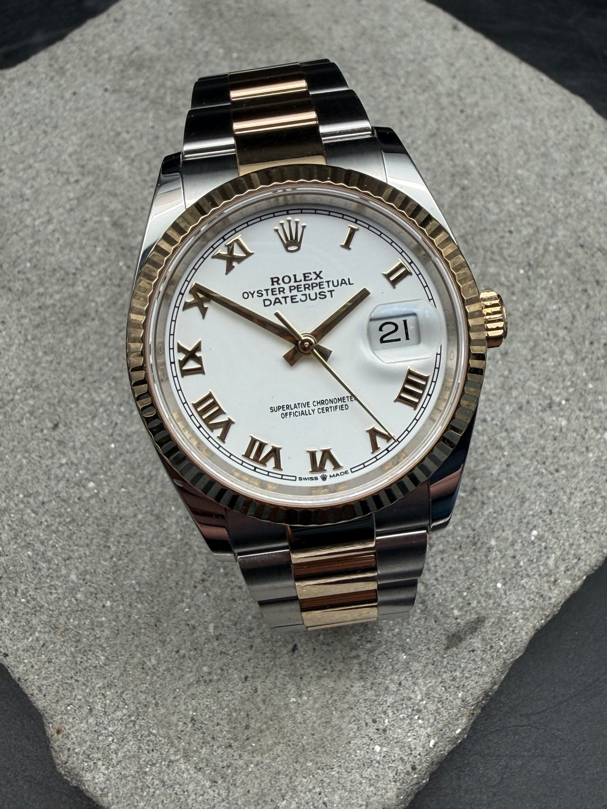 ORIGINAL ROLEX DATEJUST 36 STAHL / GOLD 126233 HERRENUHR WHITE ROMAN NUMERAL