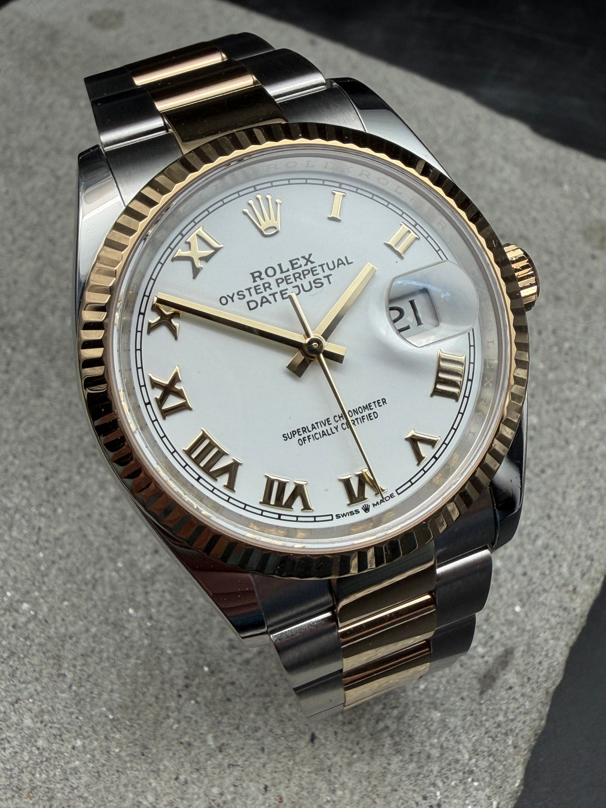 ORIGINAL ROLEX DATEJUST 36 STAHL / GOLD 126233 HERRENUHR WHITE ROMAN NUMERAL